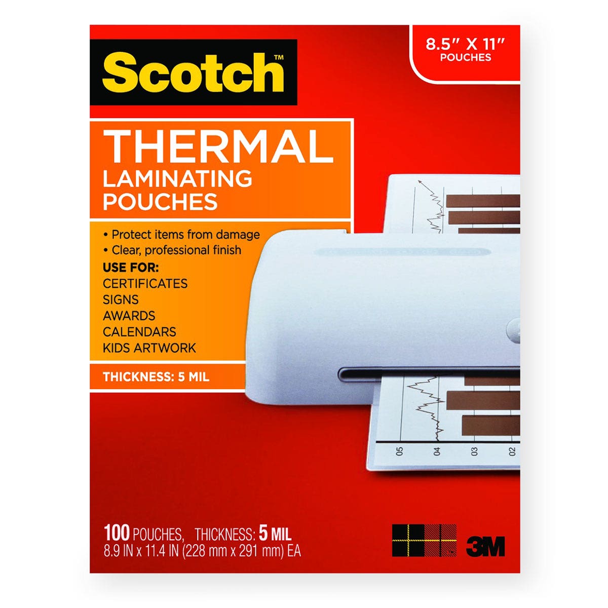 BE01211-Thermal Pouches - 5 mil - Holds Sheets Up To 8-1/2 x 11 in. - Pack of 200