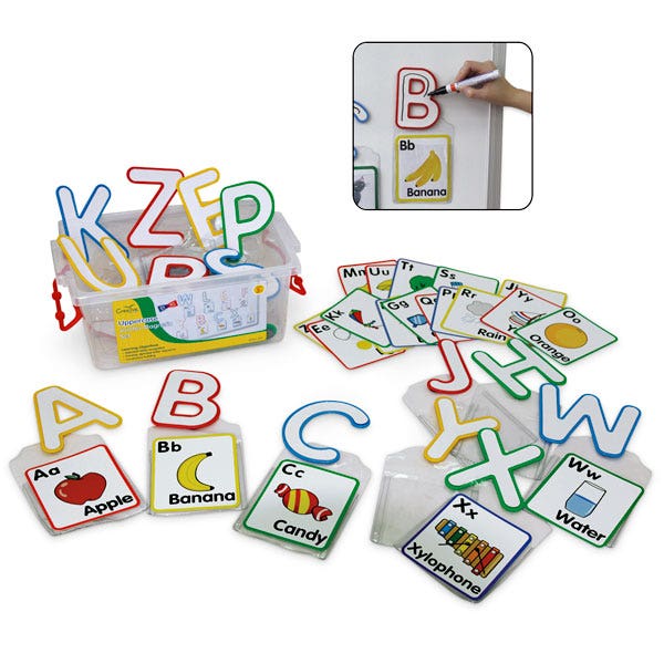 X00001507107-Write and Wipe Magnetic Uppercase Letters with Clear Removable Pouch