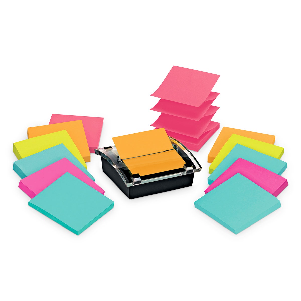 BE01188-Post-It® Super Sticky Notes Pop-Up Dispenser & Bright Color Pads