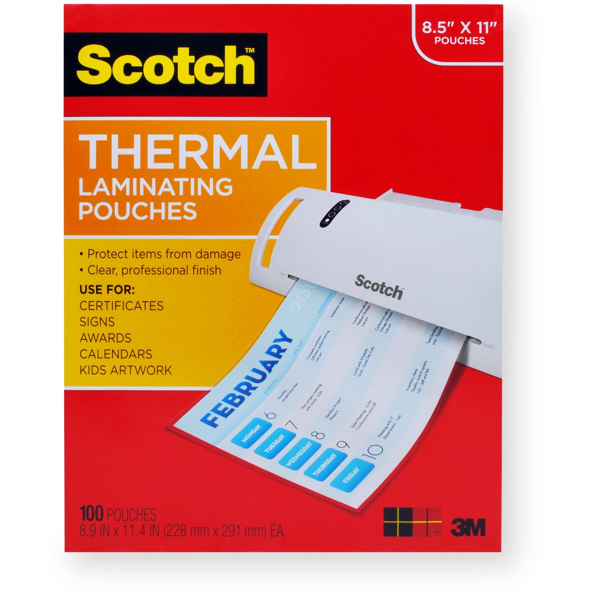BE01183-Thermal Pouches - 3 mil - Holds Sheets Up To 8-1/2 x 11 in. - Pack of 100