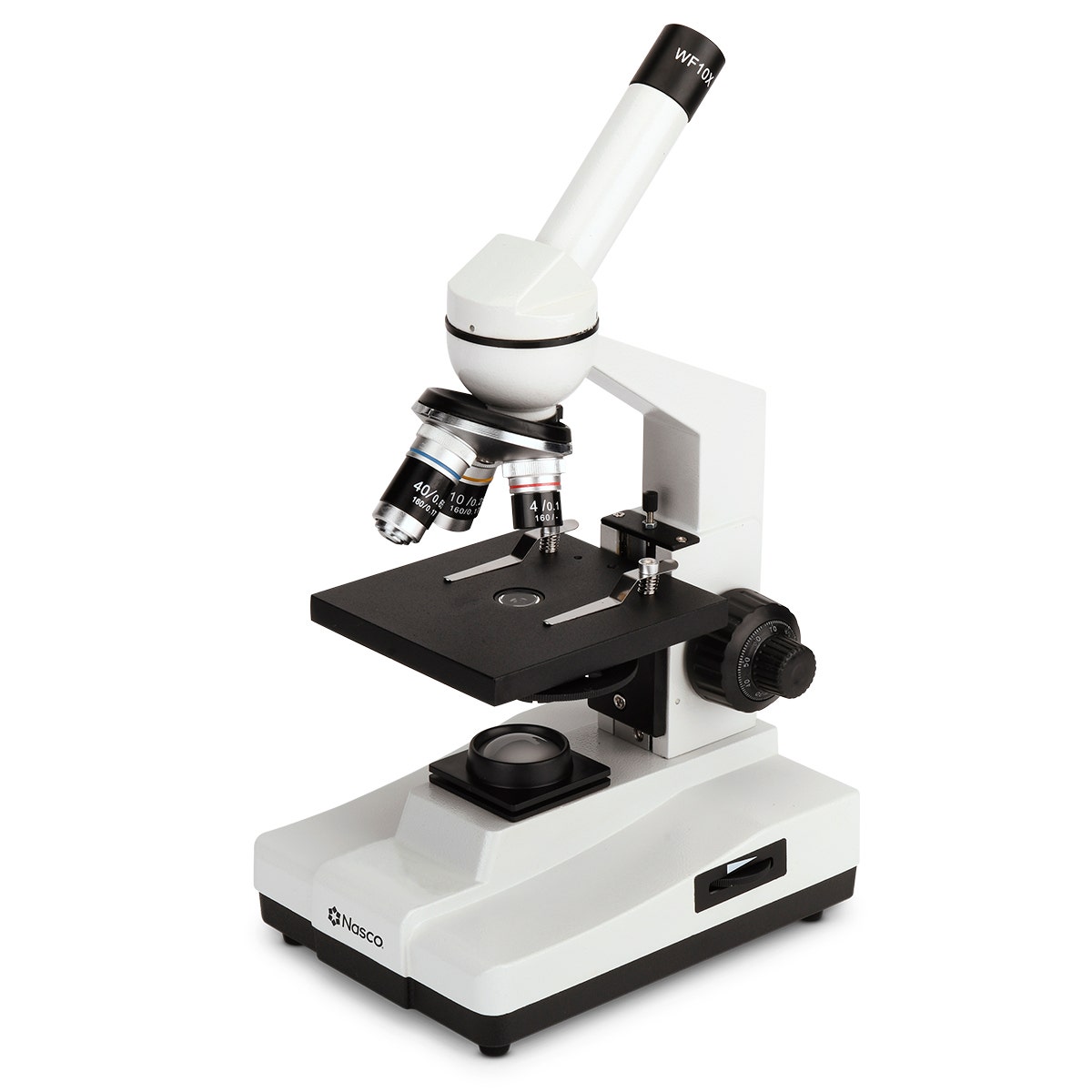 SB24173-Nasco Middle School Standard Microscope, 0.65 NA Condenser 5-Hole Disc Diaphragm, 20-watt LED Illumination