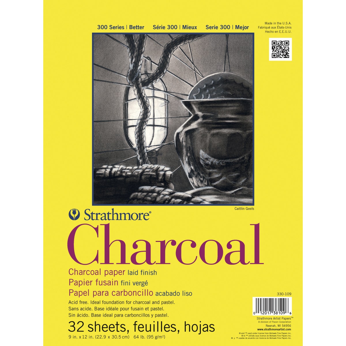 X00004100331-Strathmore® 300 Series Charcoal Tapebound Pad