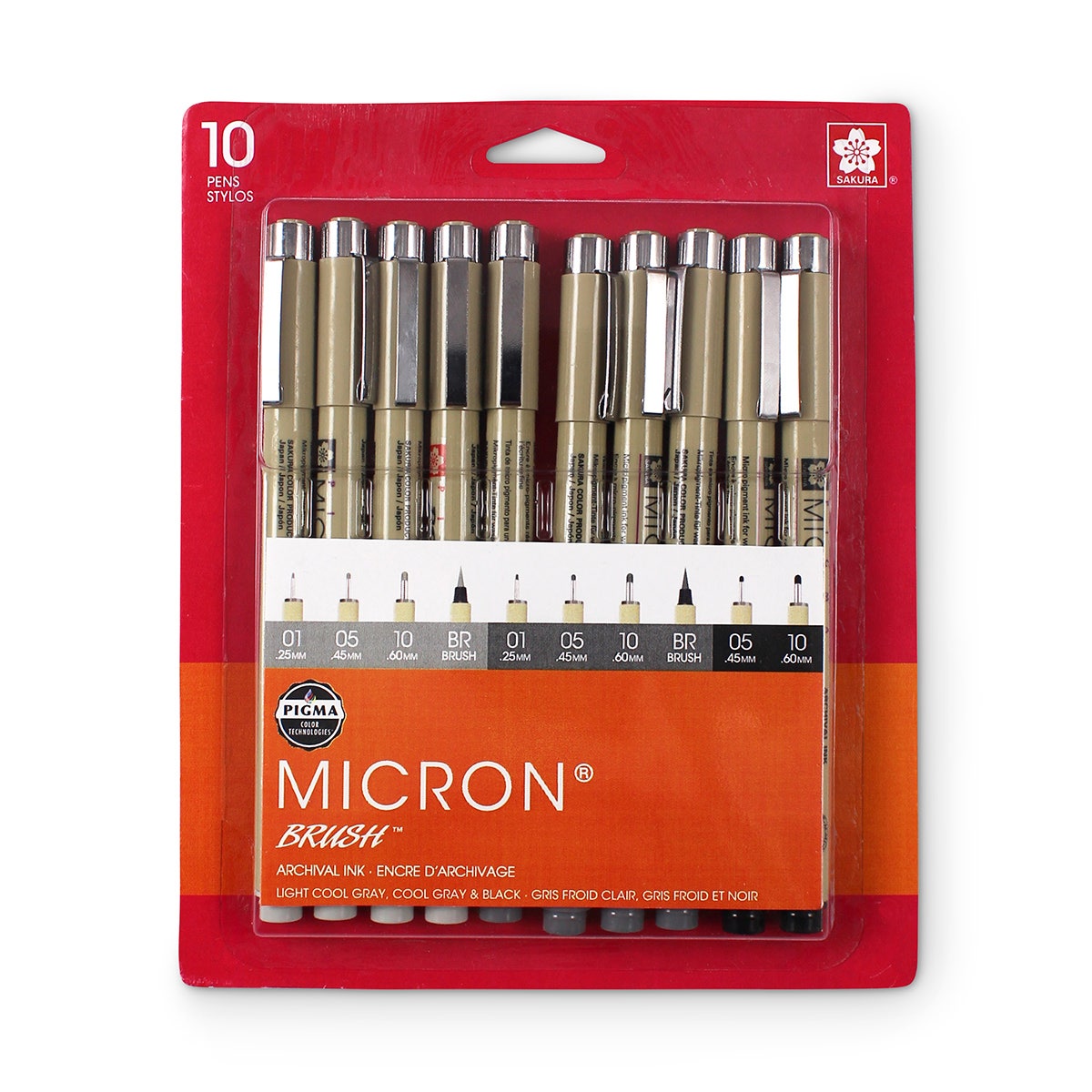 NE20270-Sakura® Pigma® Micron® Permanent Pens - Set of 10 in Assorted Colors
