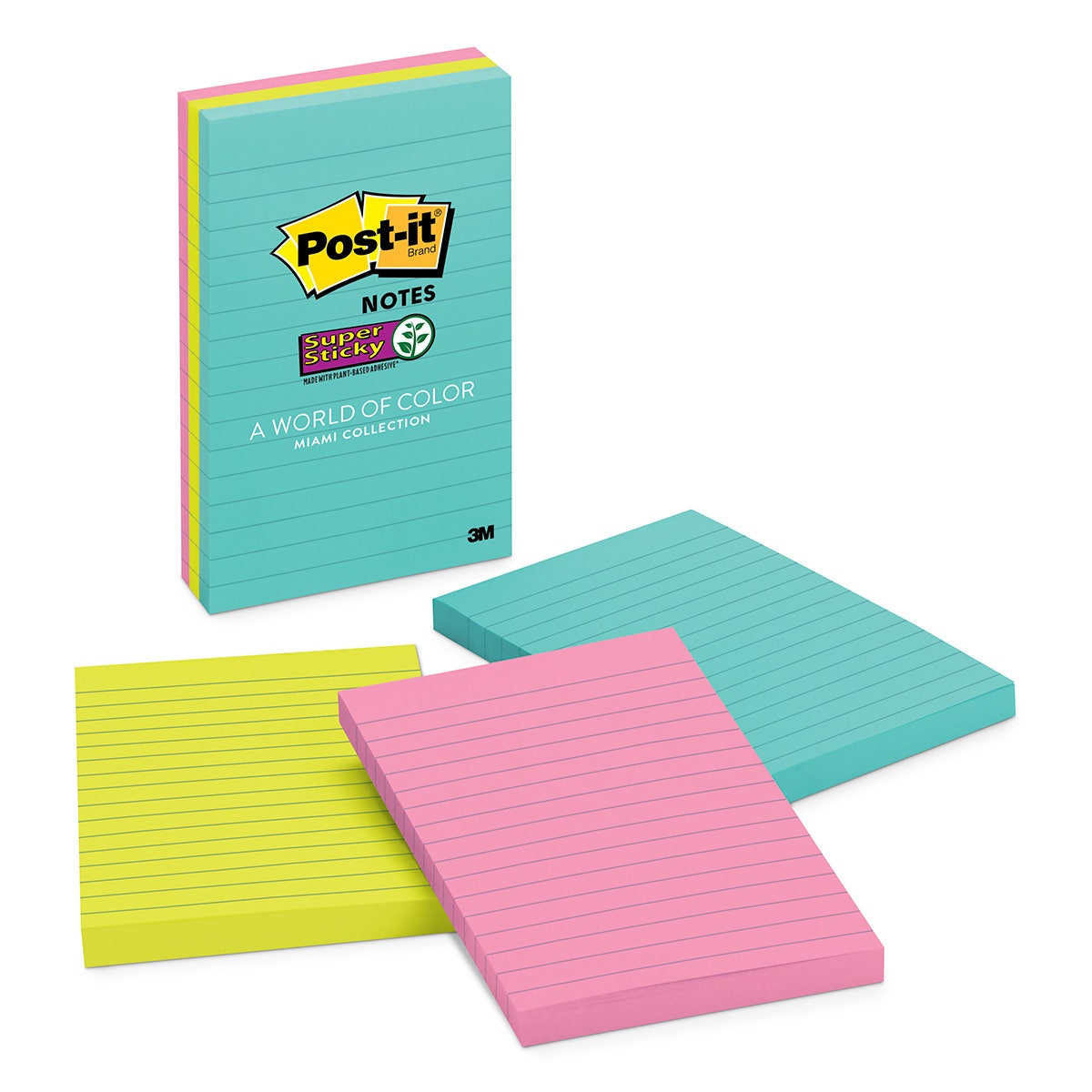 BE01208-Post-It&reg; Super Sticky Notes Miami Collection - Pack of 3 - 4 in. x 6 in.