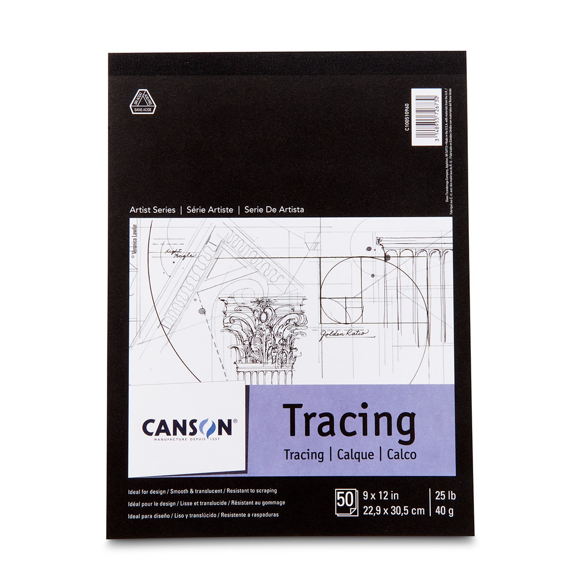 9704157-Canson® Tracing Paper Pad - 50 Sheets - 9 in. x 12 in. - 25 lb.