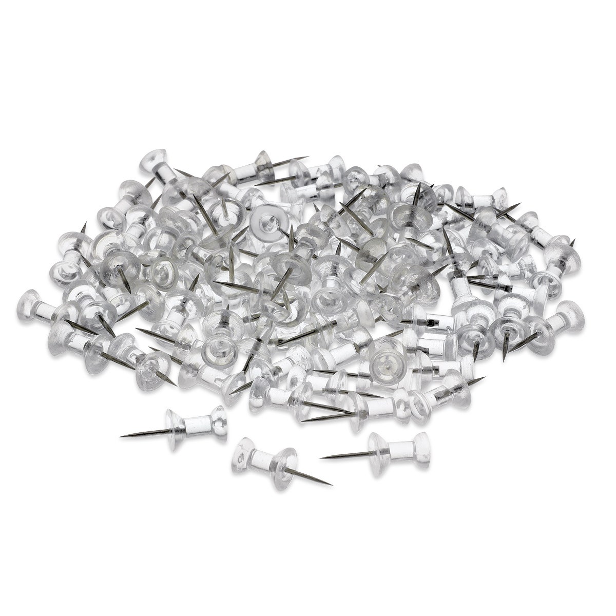 9705076-Rex Clear Plastic Pushpins - Box of 100