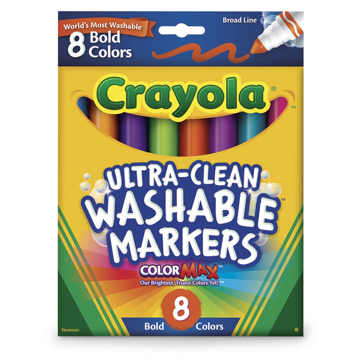 9706688-Crayola® Ultra-Clean Washable® Bold Color Markers - Set of 8 - Conical-Tip Set #7832