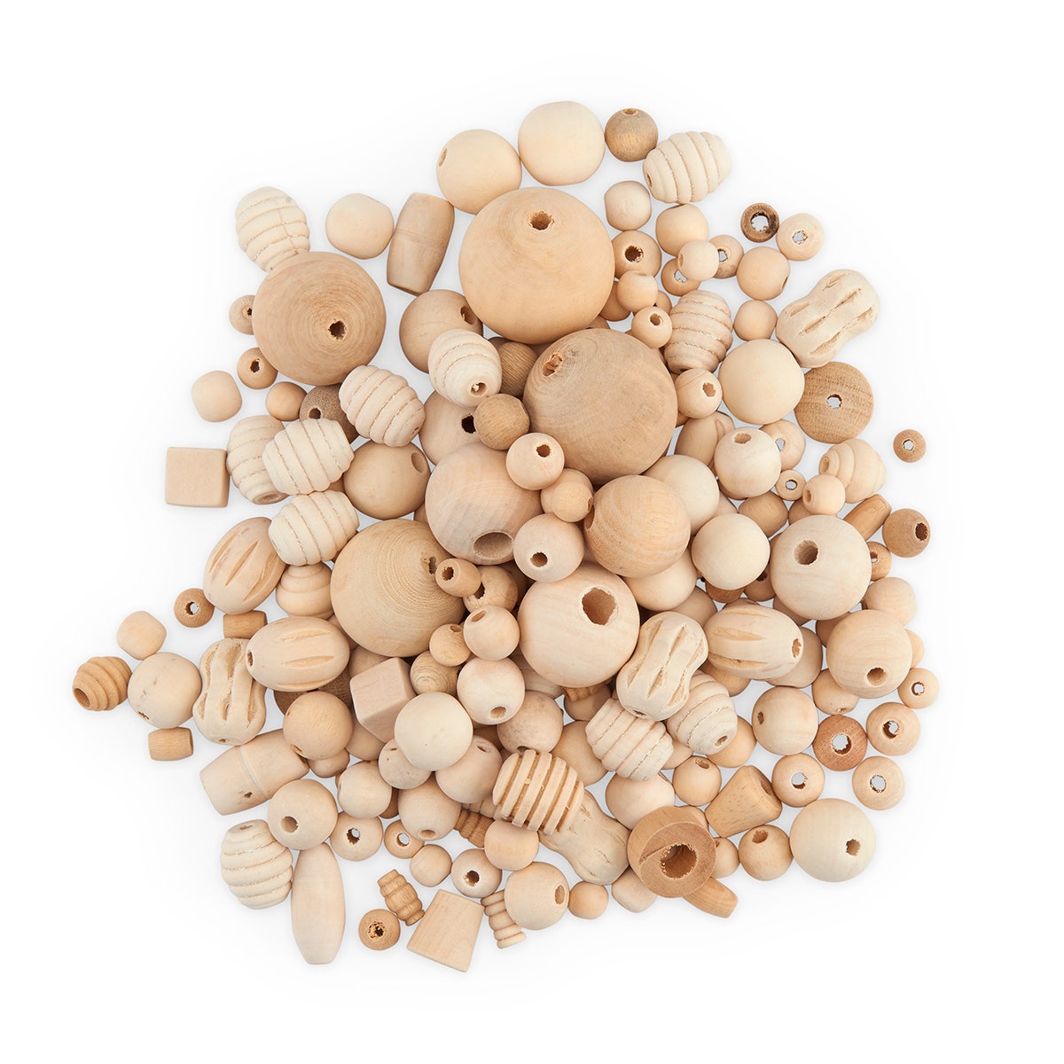9708044-Unpainted Wooden Beads - 1-lb. Pkg.
