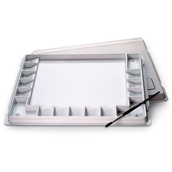 9708490-Nasco 16-Well Paint Palette with Lid - 16 in. x 12 in. x 1 in.