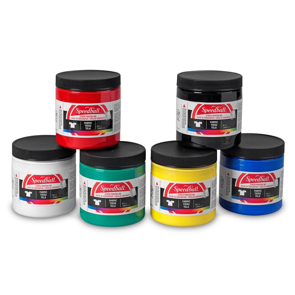 9711317-Speedball® Water-Soluble Fabric Screen Printing Inks - Set of 6 - 8-oz. Jars