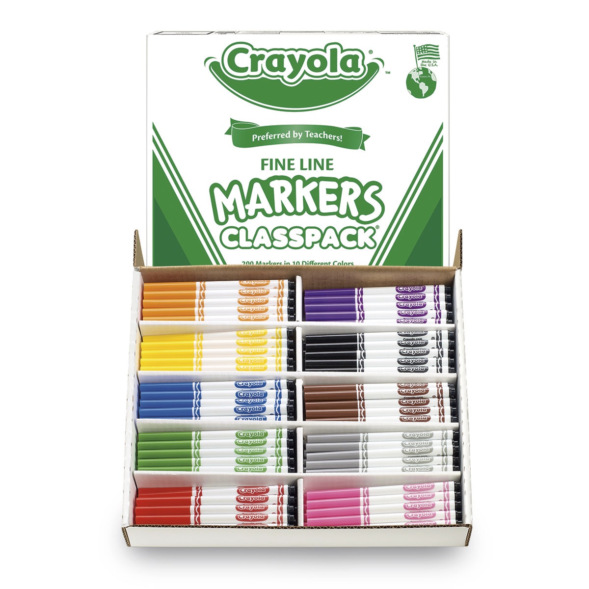 9712082-Crayola® Original 10-Color Fine-Tip Marker Classpack® of 200