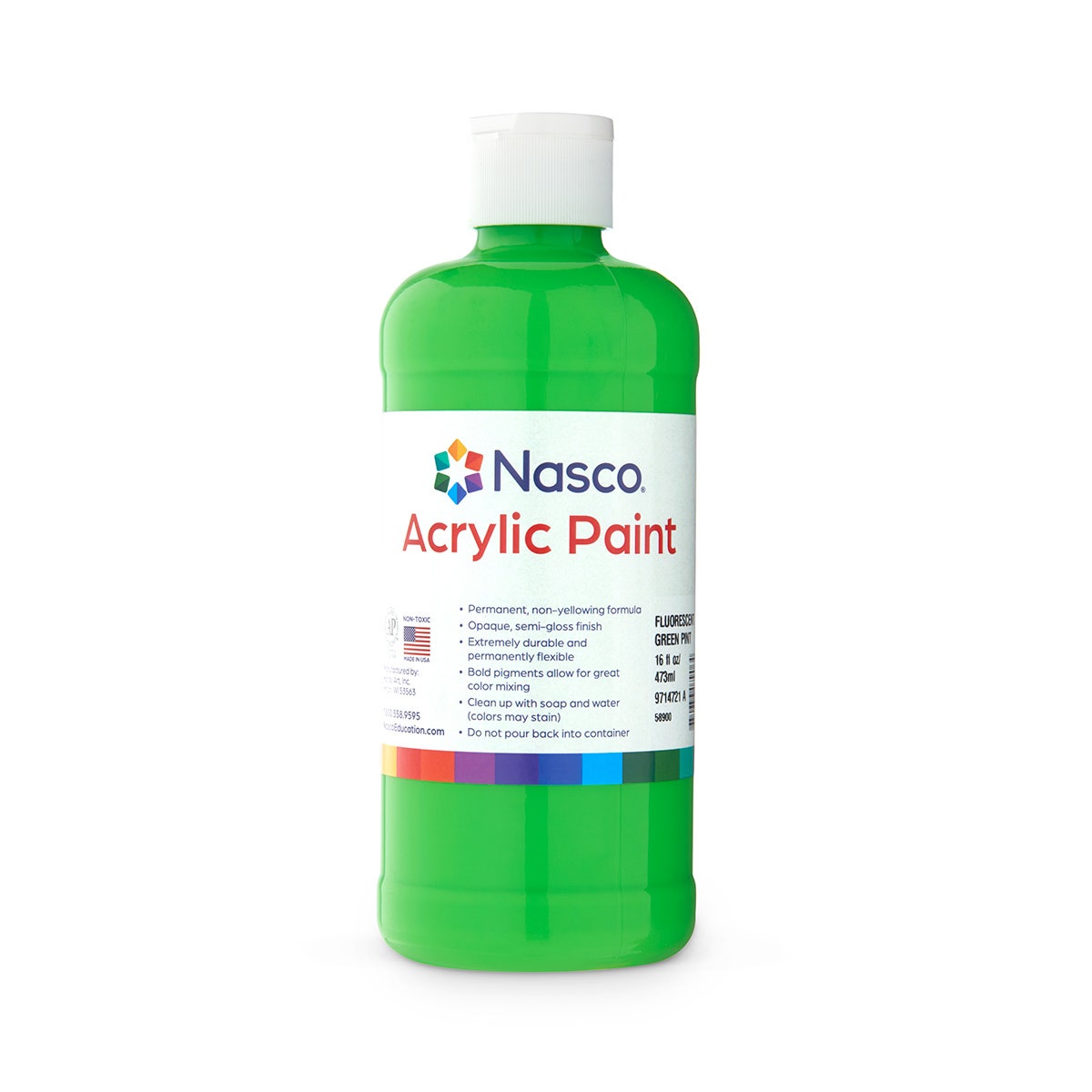 X00009714721-A-Nasco Acrylic Paint - Pint Squeeze Bottles - Fluorescent Colors