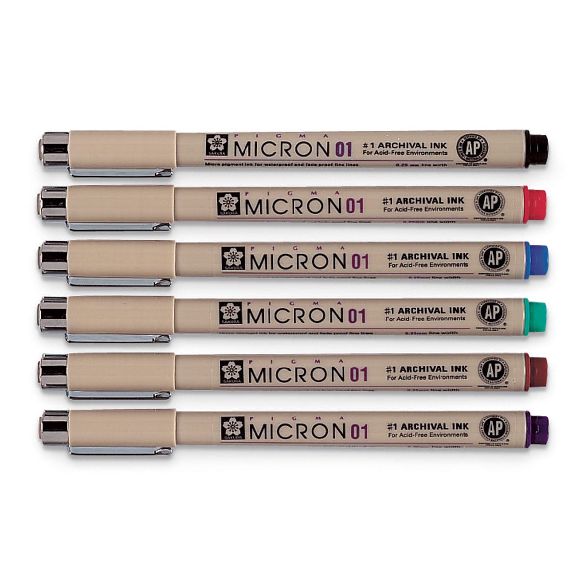 9715197-Sakura® Pigma® Micron® Permanent Pens - Set of 6 Colors - 0.25 mm (01)