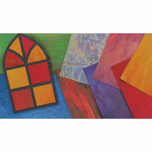 9717682-Roylco® Stained Glassine Paper - Pkg. of 24 - 8-1/2 in. x 5-1/2 in.