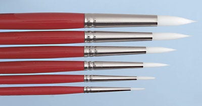 9718426-Nasco Synthetic Watercolor Brushes, White Nylon - Set of 6