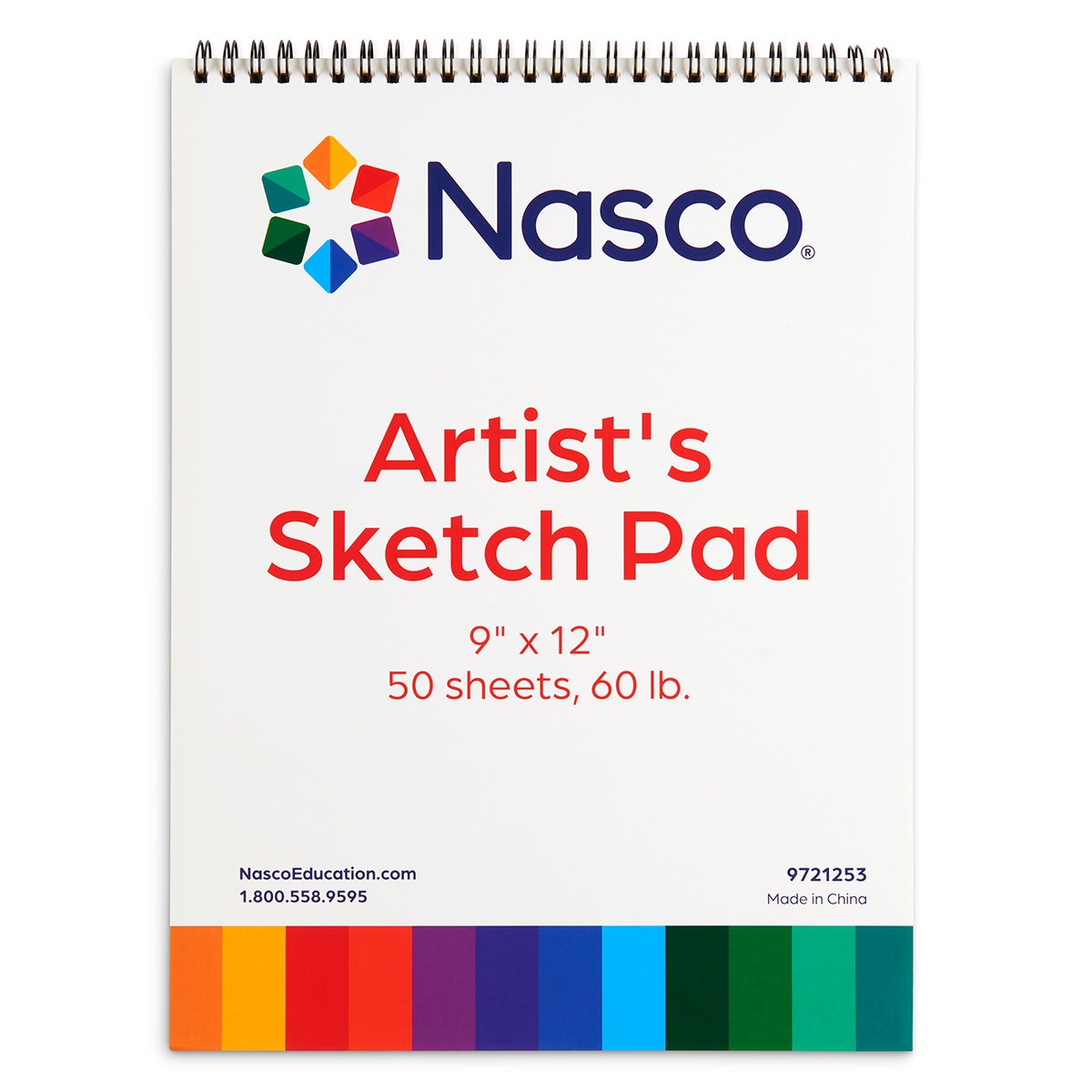 9721253-Nasco Artist’s Sketch Pad - 9 in. x 12 in. - 50 Sheets - 60 lb.