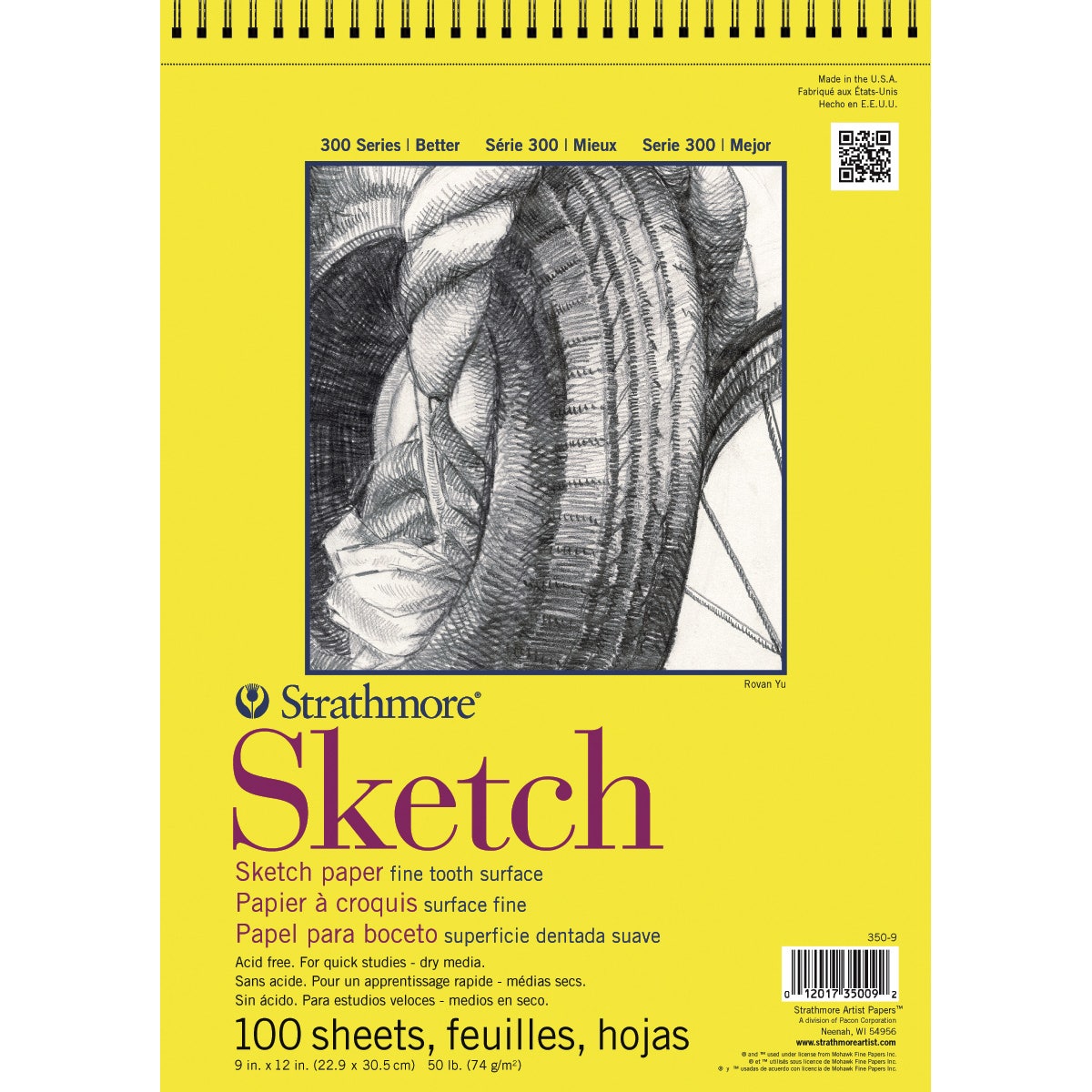 9721996-Strathmore® 300 Series Top Spiral Bound Sketch Pad - 50 lb. - 9 in. x 12 in. - 100 Sheets