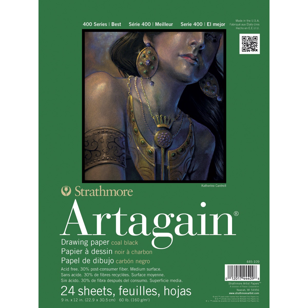 X00009723415-Strathmore® 400 Series Artagain Black Pad Drawing Paper