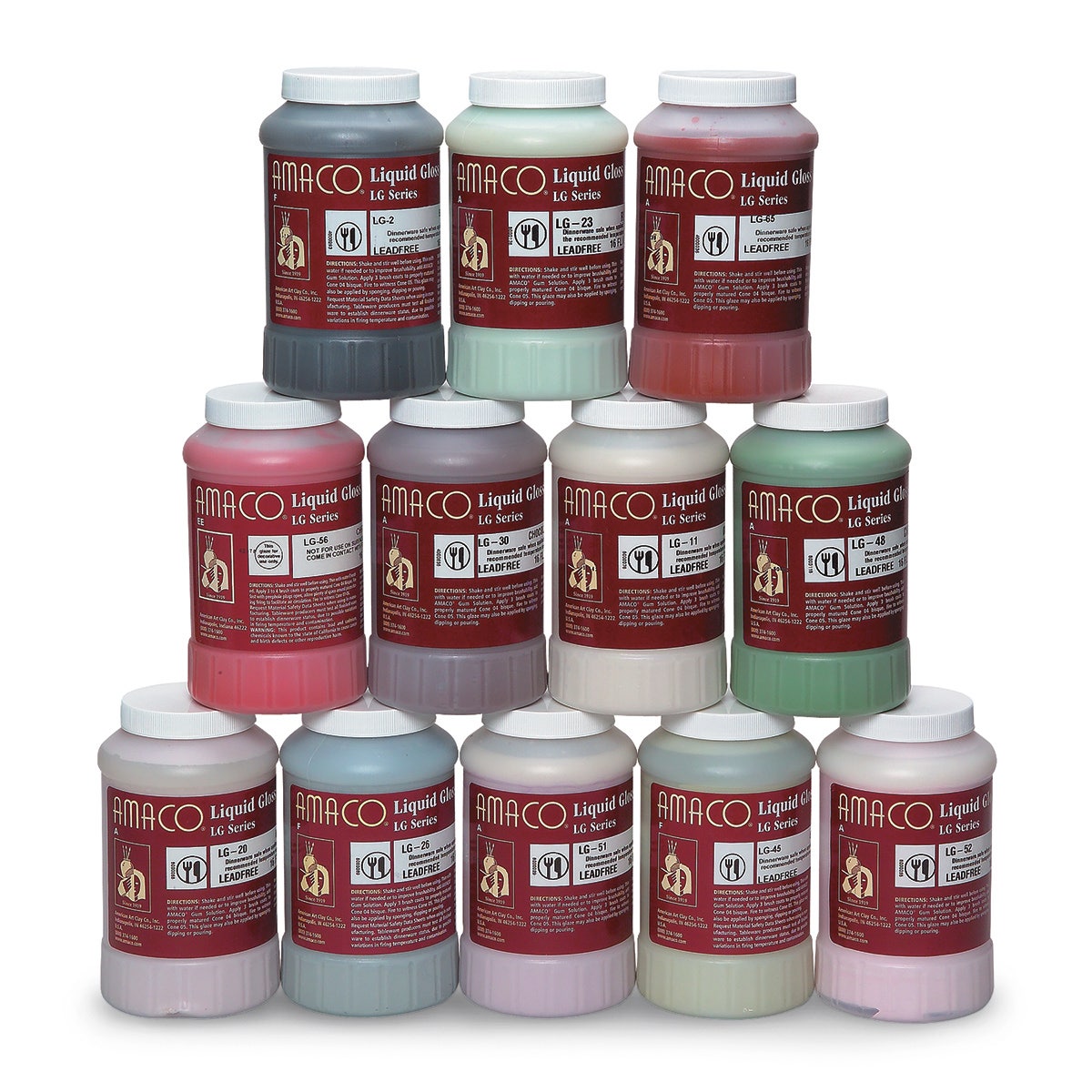 X00009723886- AMACO® Low-Fire LG Liquid Gloss Glazes - Sets of 12
