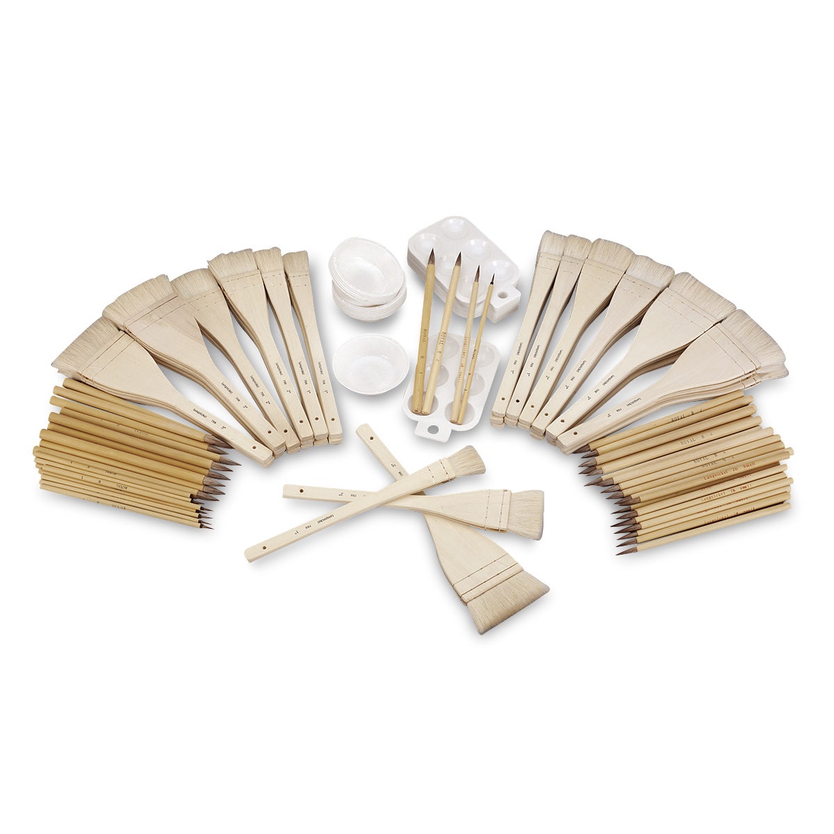 9724273-Royal Brush® Economy Bamboo and Hake Classroom Pack - 84 Brushes