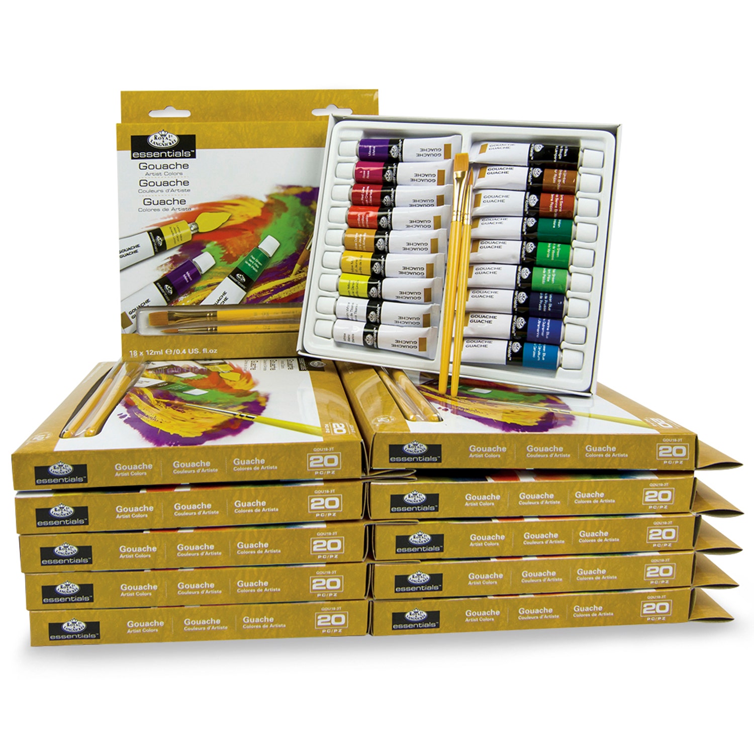 9725143-Royal Brush® Essentials Gouache - Classroom Pack of 216 - 12 ml (0.4 oz.) Tubes