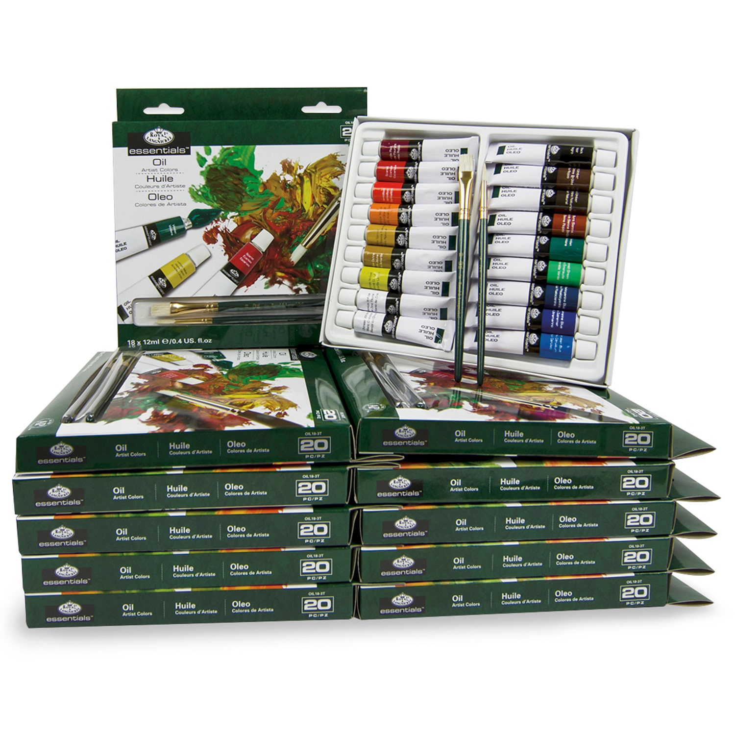 9725146-Royal Brush® Essentials™ Oil Paint Classroom Assortment - 12 Sets of 18 Colors