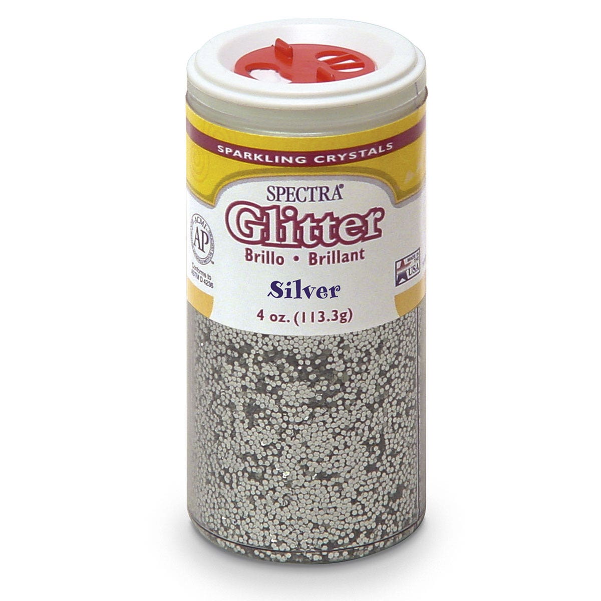 9725379(M)-Pacon® Spectra® Sparkling Crystals Glitter - Silver - 4-oz. Jar