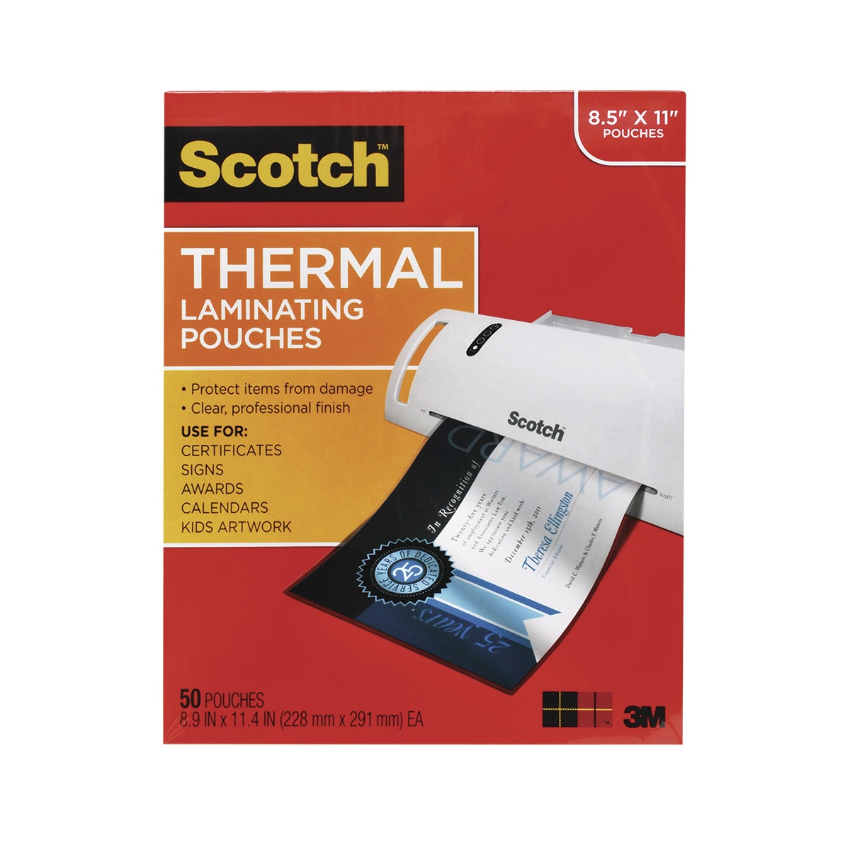 9725522-Scotch® Thermal Laminating Pouches - 8-1/2 in. x 11 in. - Pack of 50