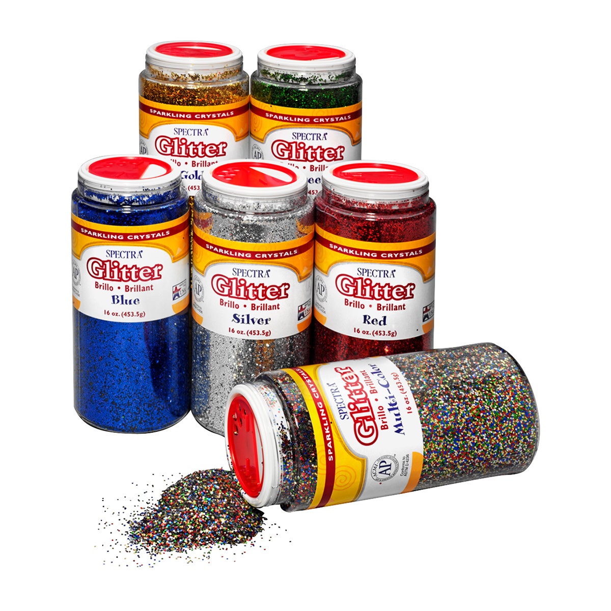 9725800-Pacon® Spectra® Glitter - Set of 6 1-lb. Shaker Bottles