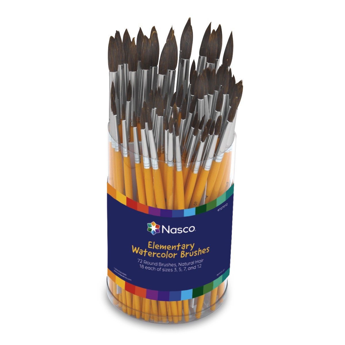 9727012-Nasco Elementary Watercolor Brushes - Set of 72 Rounds