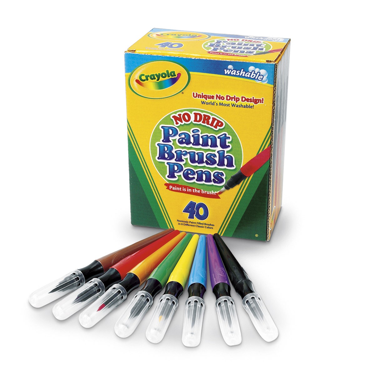 9727424-Crayola® No-Drip Washable Paint Brush Pens - Set of 40