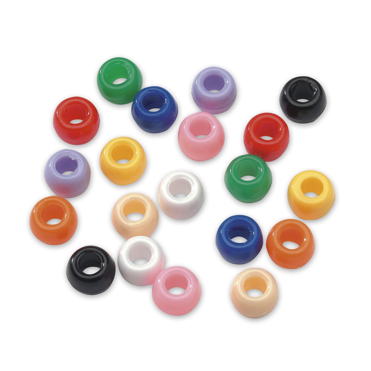 9727983-Pony Beads - 6 mm x 9 mm - Multicolored Opaque