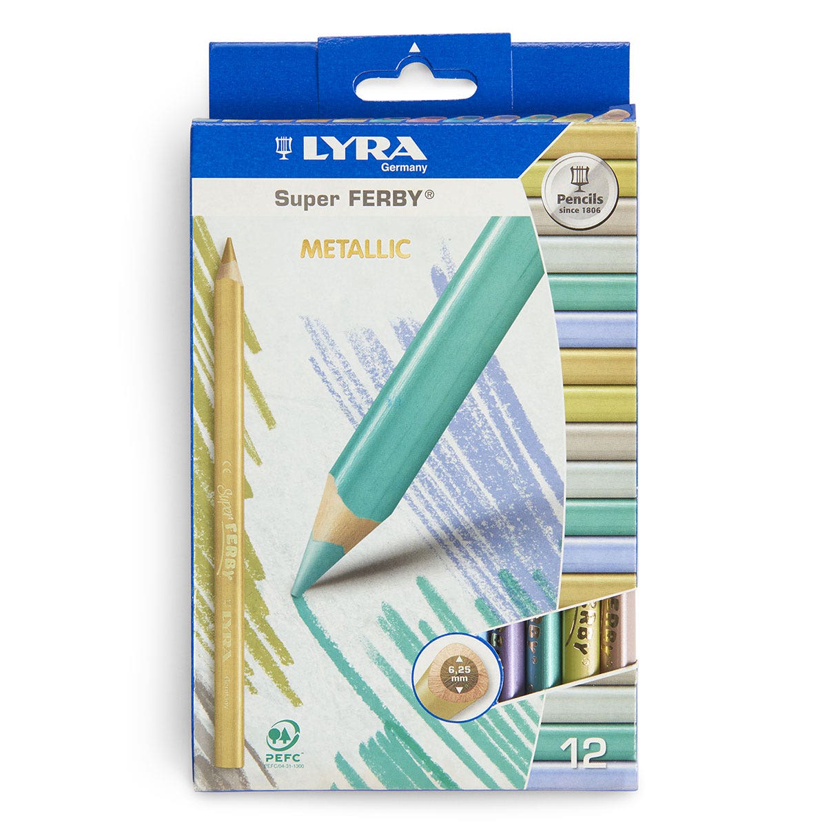9728279-LYRA® Giant Metallic Pencils - Set of 12 - 6.25 mm Lead