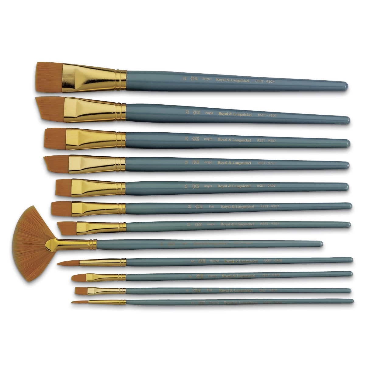 X00009729672-Royal Brush® Medium Gold Taklon Paintbrushes - Set of 12 Short-Handle