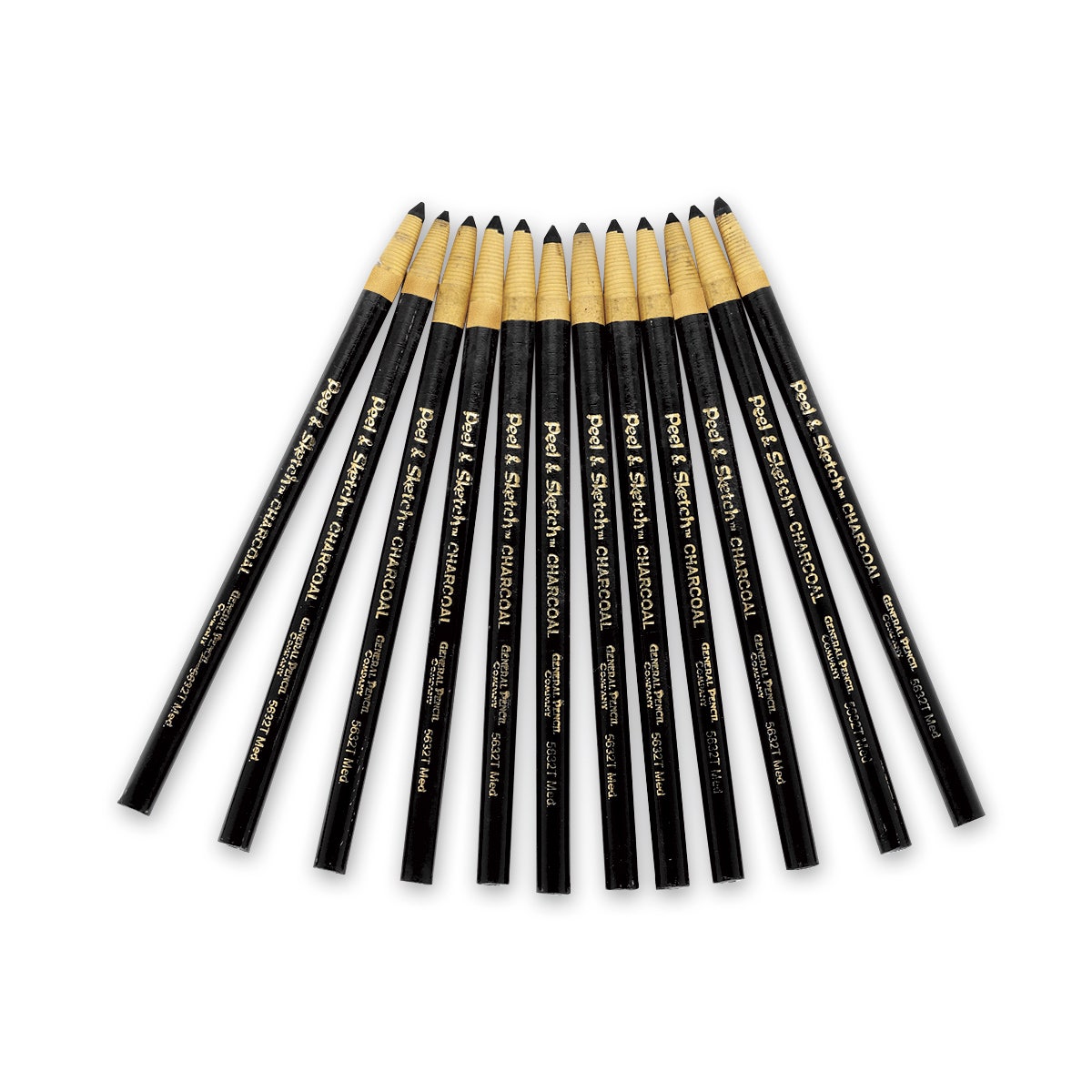 X00009729879-Generals Peel & Sketch Paper Wrapped Charcoal Pencils - Box of 12