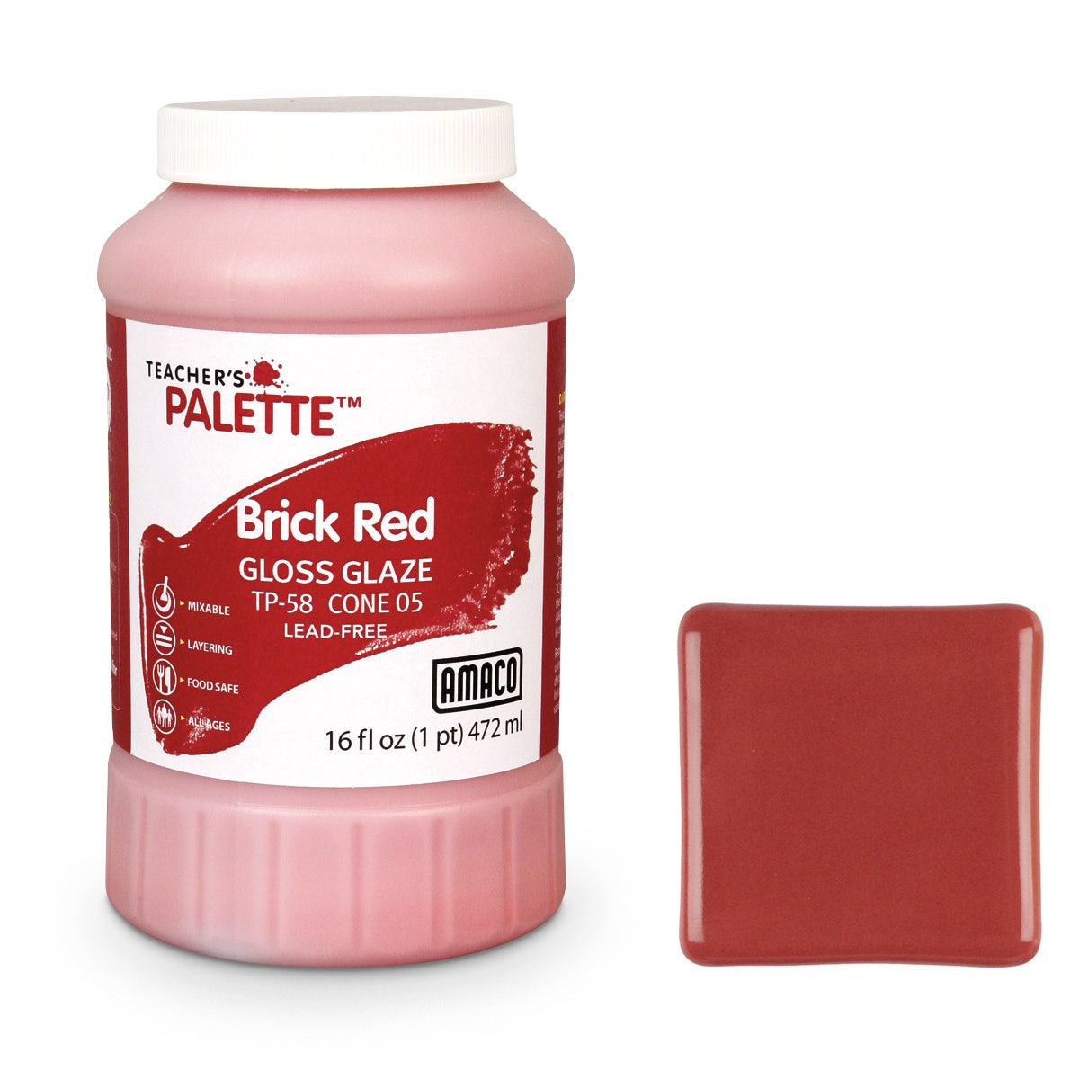 X00009730113-A-AMACO® Lead-Free Low-Fire Teacher’s Palette® Gloss Glaze (Cone 05) - Pint