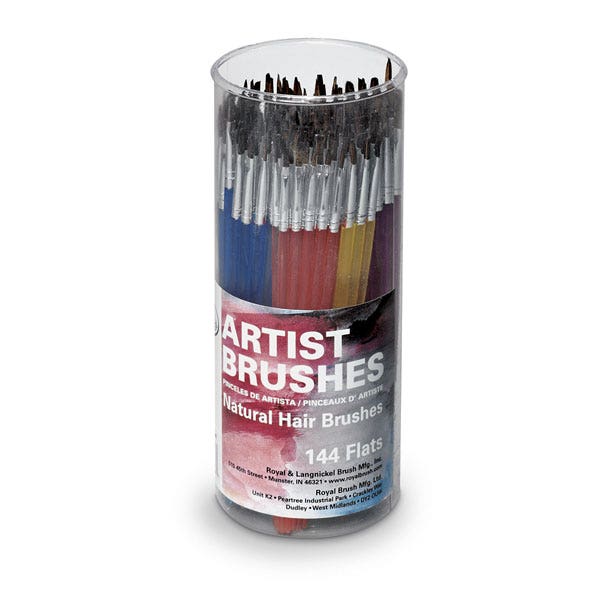 X00009730218-Royal Brush® EconoCanister of Artist Brushes - Set of 144 Flat Brushes