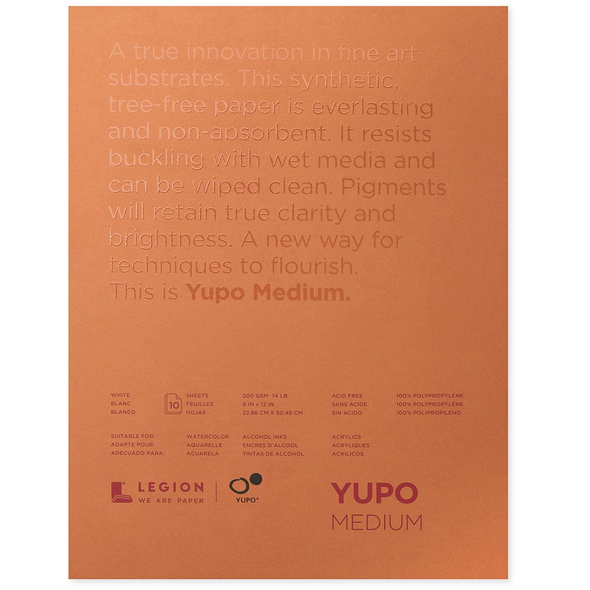 X00009730578-Yupo Watercolor Paper Pad - 10 Sheets - White