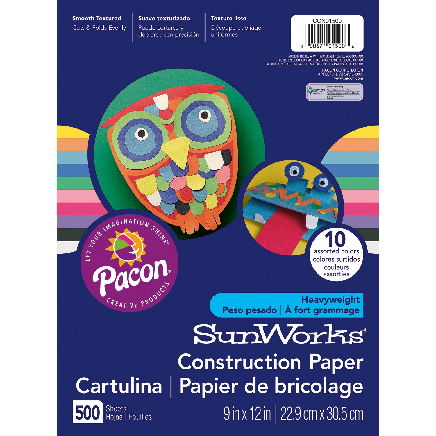 9730718-Pacon® SunWorks® Super Value Construction Paper Pack - 500 Sheets - 9 in. x 12 in. - 90 lb.