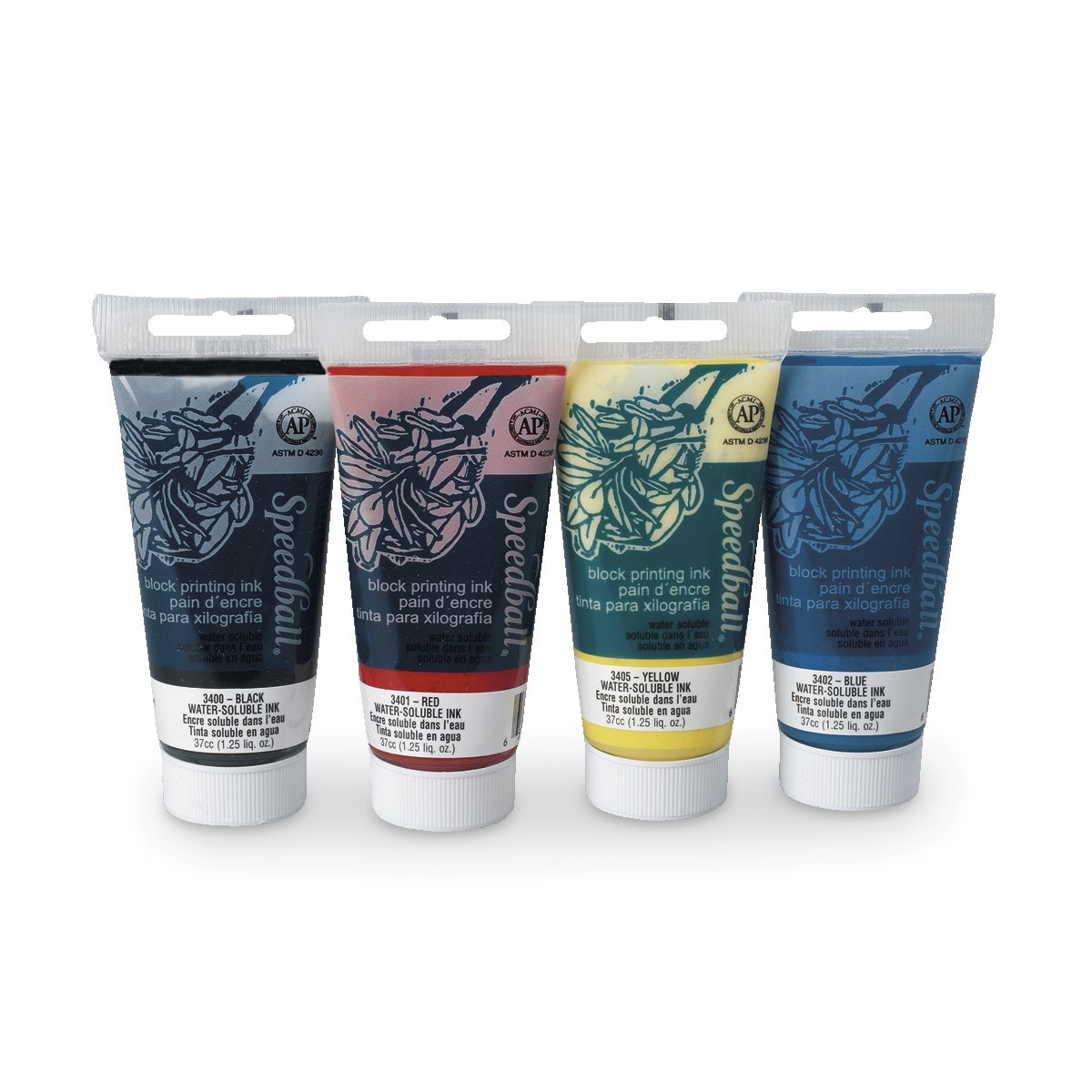 9730862-Speedball® Basic Block Printing Inks - Set of 4 - 1.25 oz.