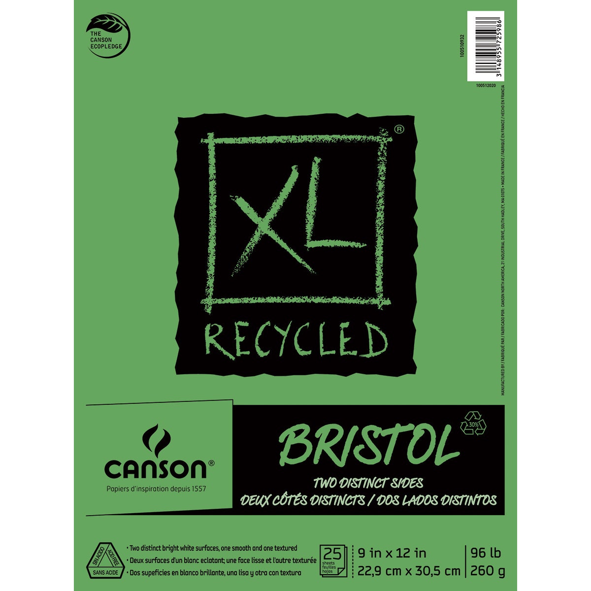 X00009731196-Canson XL Recycled Bristol Paper Pad