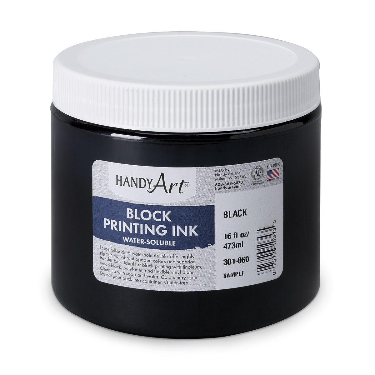 9731952-Handy Art Water-Soluble Block Ink Set- Black - 16-oz. Jar