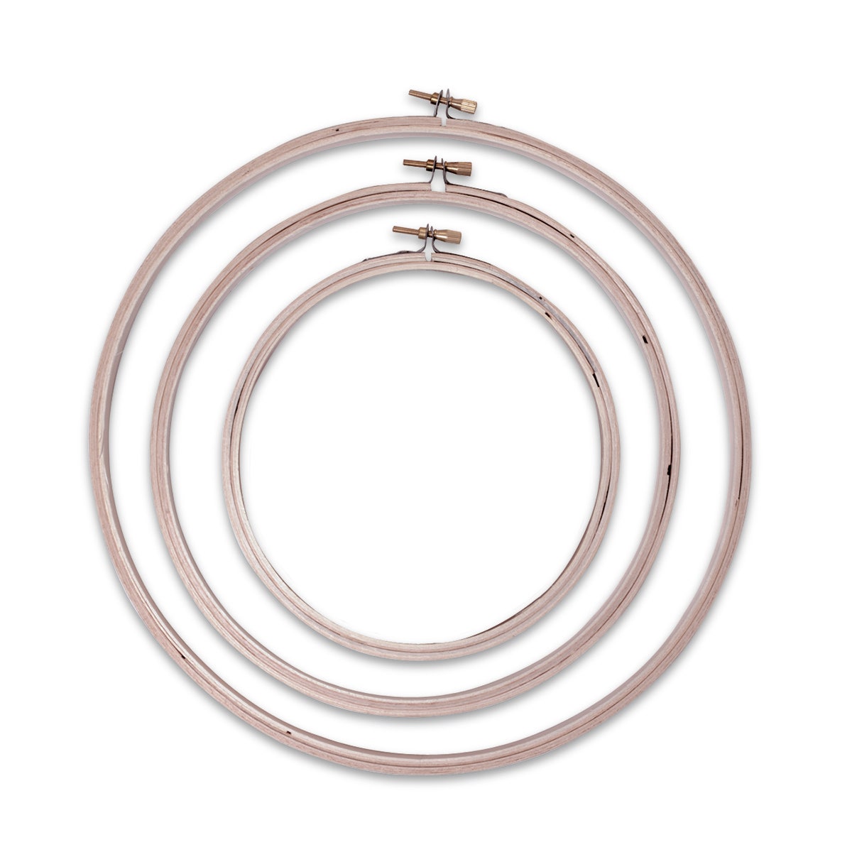 9732233-Wood Embroidery Hoop with Round Edges - Hoop Assortment - Set of 12