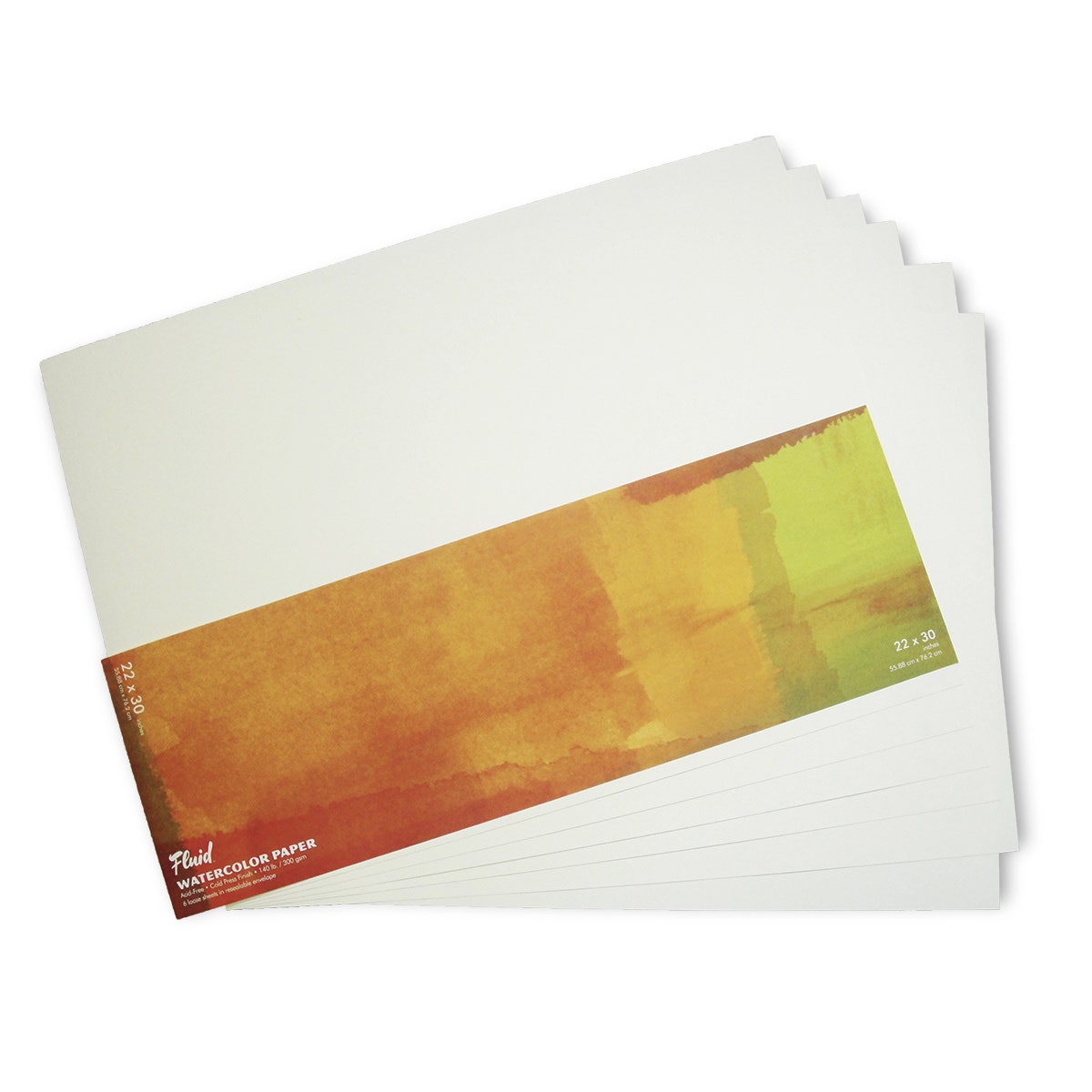 9732992-Global Art® Fluid™ Easy-Block™ Watercolor Paper - 22 in. x 30 in. - 25 Sheets