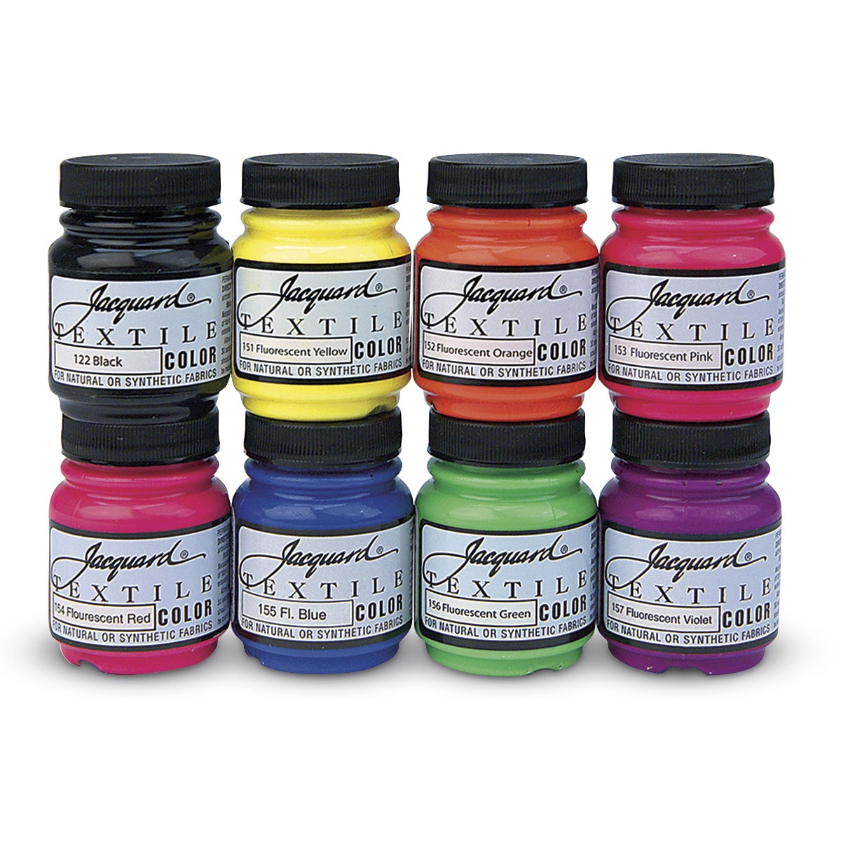 9733233-Jacquard® Fluorescent Textile Colors - Set of 8 - 2-1/4-oz. Jars