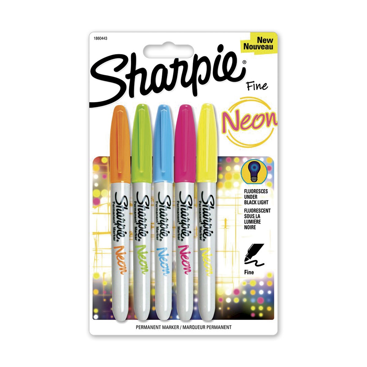 9733247-Sharpie® Fine-Point Neon Permanent Markers - Set of 5