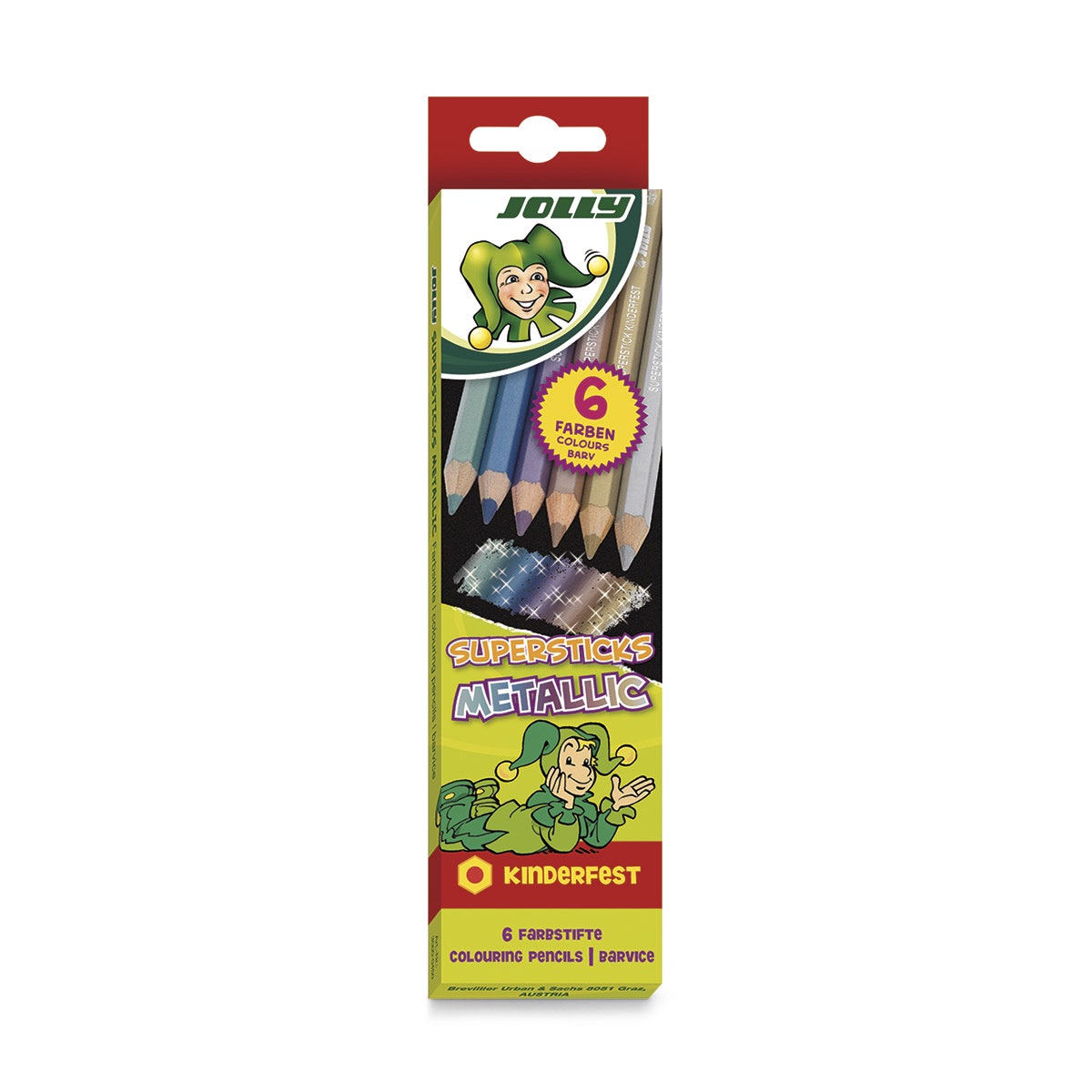 9733532-Jolly Colored Pencils - Set of 6 Metallic Supersticks