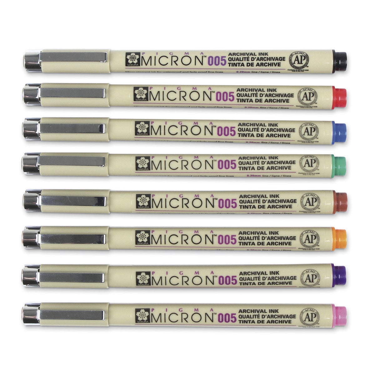 9734225-Sakura® Pigma® Micron® Permanent Pens - Set of 8 Colors - 0.45 mm (05)