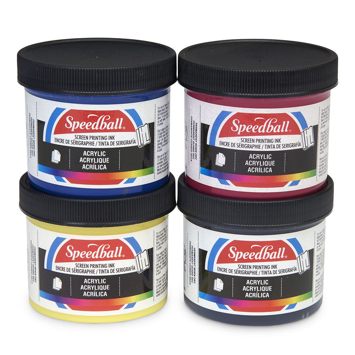 9734258-Speedball® Permanent Acrylic Screen Printing Ink - Set of 4 - 4 oz.