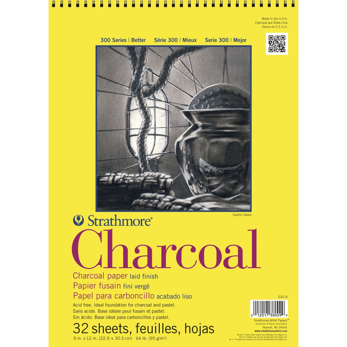 X00009734563-Strathmore® 300 Series Spiralbound Charcoal Paper Pad